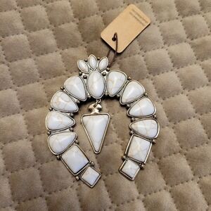 NEW WITH TAGS Faux White Buffalo Squash Cheeky's Pendant/Brooch Combination.